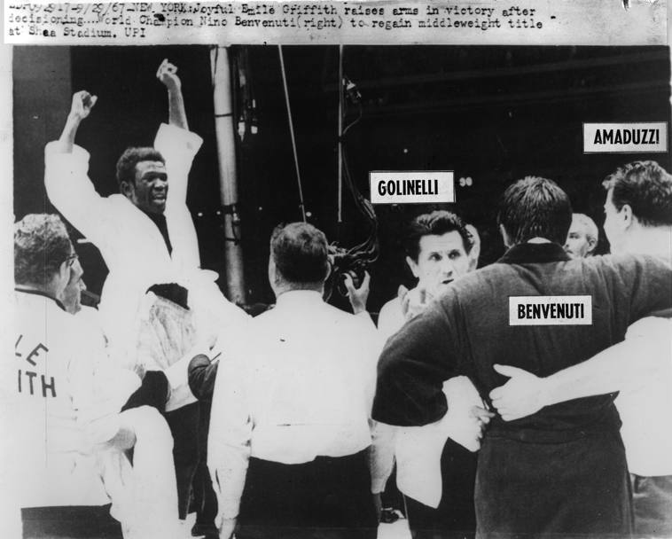 La terza  ultima sfida avviene ancora al Madison Square Garden, che nel frattempo  stato rinnovato.  il 4 marzo 1968. Il match  abbastanza equilibrato, i due si affrontano a viso aperto senza esclusione di colpi, ma Griffith al nono round va al tappeto e questo fa pendere il punteggio a favore di Benvenuti che cos ridiventa campione del mondo. 